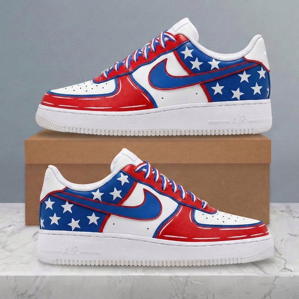 LIMITED EDITION - NEW CUSTOMIZED | POP ART COMIC STYLE USA FLAG SNEAKERS